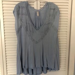 Free People Blue V-Neck SZ M